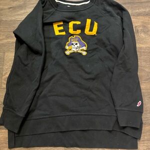 League Black ECU Pirate Logo Men's Crewneck Sweater